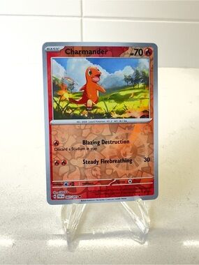 Pokemon TCG Card -  Charmander [Reverse Holo] #7 Pokemon Paldean Fates